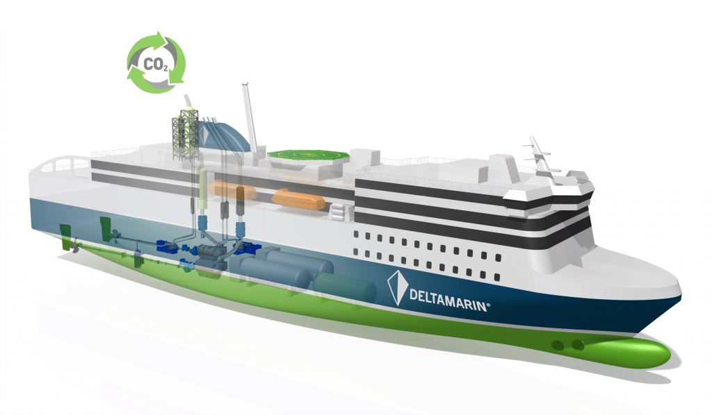 Carbon capture system onboard ro-pax ferry - credit Deltamarin