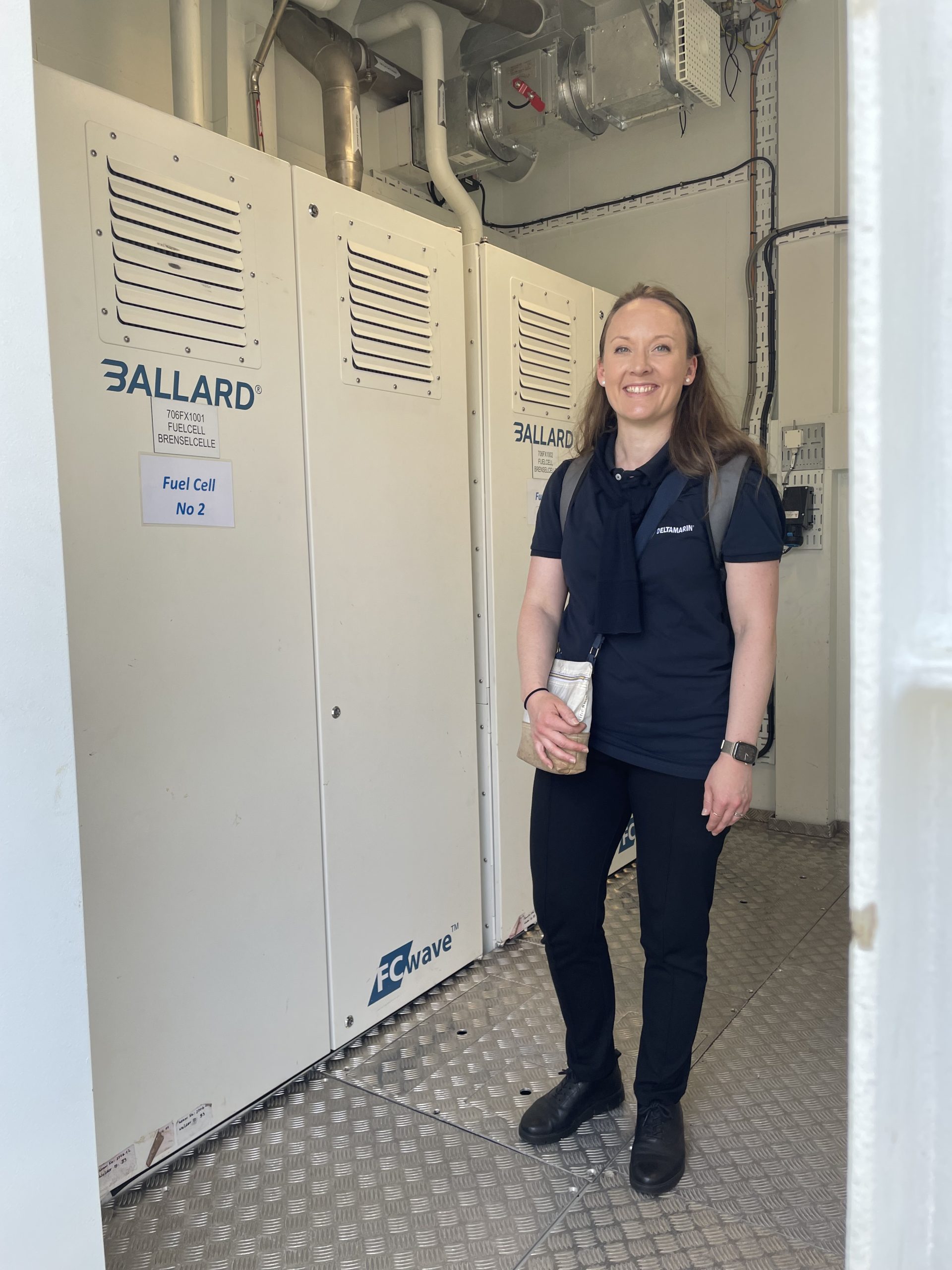 Engine room of the future Picture from summer 2023 onboard ferry MF Hydra powered by batteries, PEM fuel cells and liquid hydrogen - credit Deltamarin