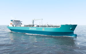 Deltamarin 40,000 dwt MR1 product oil tanker at sea