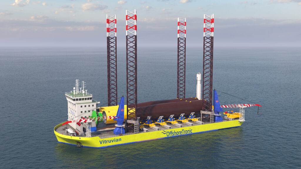 VITRUVIAN Class jackup monopile installation vessel at sea